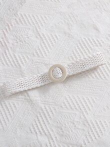 Girls Contrast Lace Halter Neck Dress With Belt - Burgundy - View 5