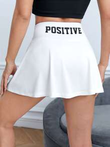 SHEIN EZwear 字母圖案迷你半身裙帶手機袋