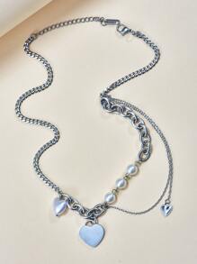 Collar con accesorio de corazón - Plateado - Ver 2