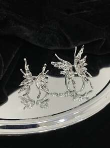 2入組/套蝴蝶裝飾戒指 - 銀色 - 查看 2