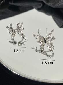 2入組/套蝴蝶裝飾戒指 - 銀色 - 查看 4