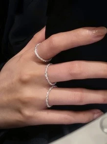 3件/套极简主义戒指 - 銀色 - 查看 4