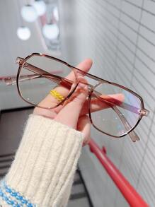 Top Bar Women's Fashionable Design Glasses - Brown - View 1