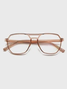 Top Bar Women's Fashionable Design Glasses - Brown - View 4