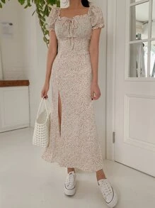 DAZY 碎花高衩連衣裙 - 彩色 - 查看 6