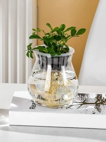 1 Pieza Contenedor De Planta Acuática De Plástico Transparente, Maceta De Escritorio Hidropónica De Flor De Jarrón - transparente - Ver 1