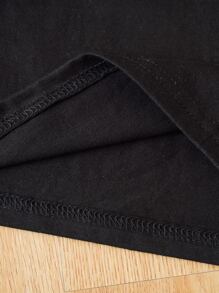 SHEIN LUNE 大碼心和彩虹印花T恤 - 黑色 - 查看 3