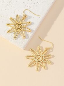 1 Pair Elegant Cute Simplicity Fashion 14k Gold Plated Sunflower Originality Dangle Earrings Women Summer Fashion Accessories Valentines