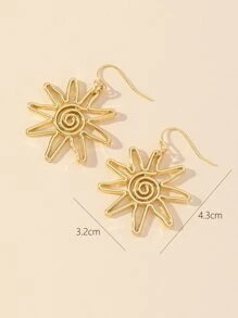 1 Pair Elegant Cute Simplicity Fashion 14k Gold Plated Sunflower Originality Dangle Earrings Women Summer Fashion Accessories Valentines
