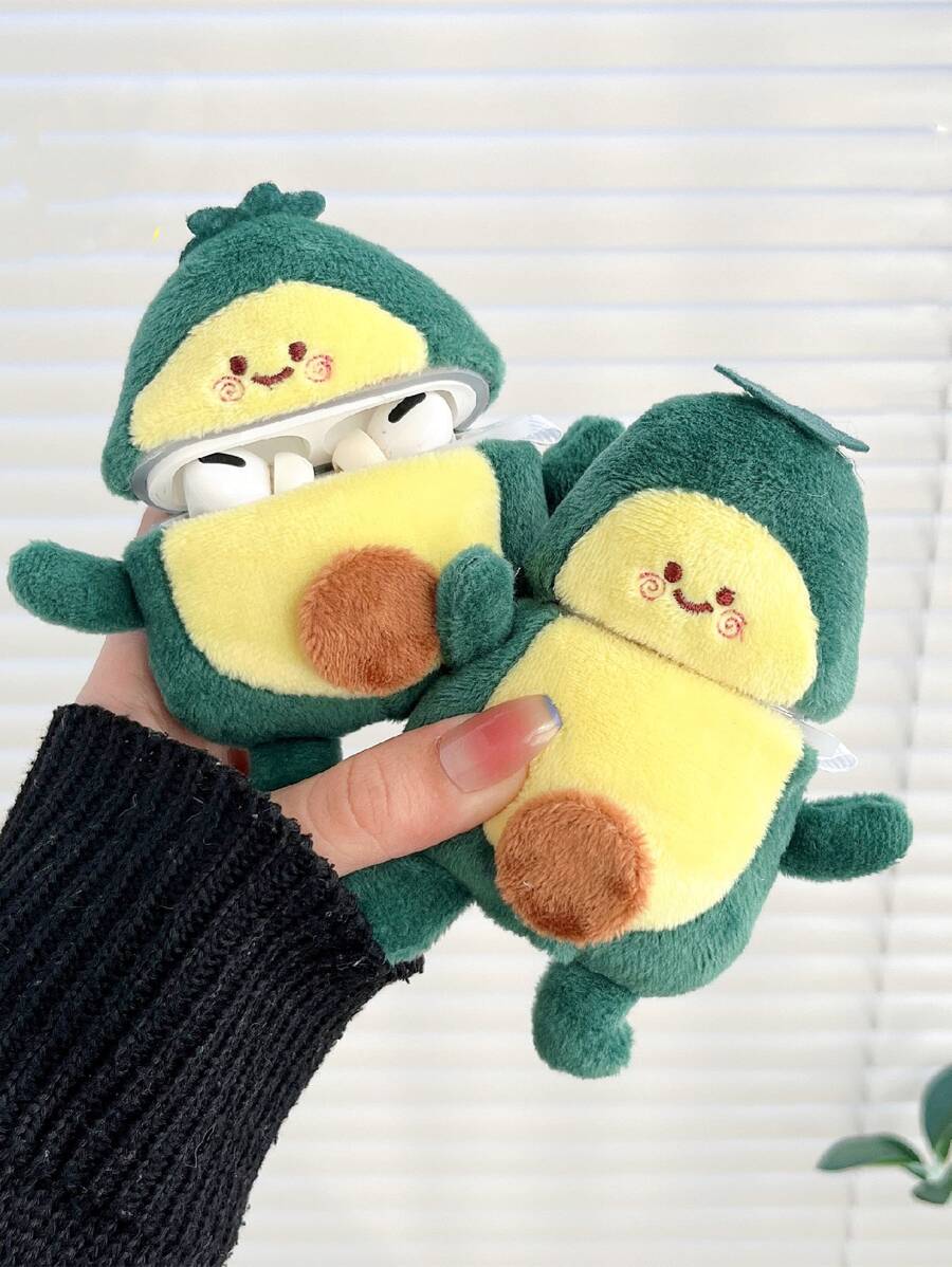 Cartoon Avocado Design Plush Case Tương thích với AirPods - Nhiều màu - Xem 1