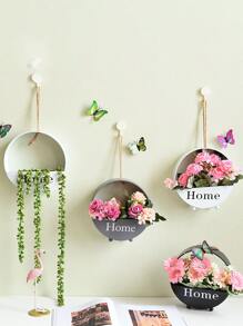 1入組字母圖案懸掛花盆 - 白色 - 查看 3