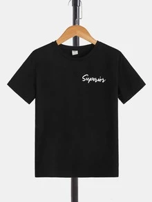 SHEIN 男孩標語和卡通圖案T恤