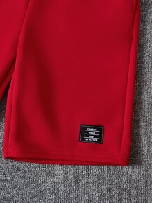 SHEIN 男孩汽車和標語圖案T恤和短褲 - 紅色 - 查看 3