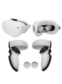 7入組矽膠防塵殼套兼容 Oculus Quest 2 - 白色 - 查看 1