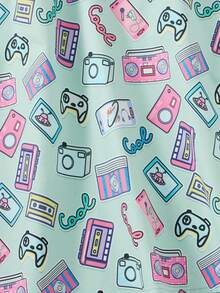 SHEIN Girls Letter Graphic Asymmetrical Neck Ruffle Trim Dress - Multicolor - View 3