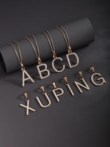 Vòng cổ mặt dây chuyền bằng đá rhinestone - trắng - Xem 3