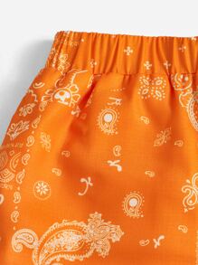 SHEIN 男孩佩斯利絲巾圖案短褲 - 彩色 - 查看 4