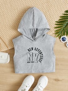 SHEIN Tank Tops & Camis Bé Gái Lá thư Giải trí - Màu Xám nhạt - Xem 1