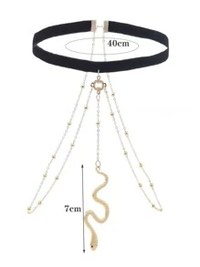Snake Decor Choker - Yellow Gold - View 3