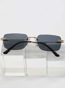 Hombres Gafas de sol sin montura sin montura lentes cuadrados