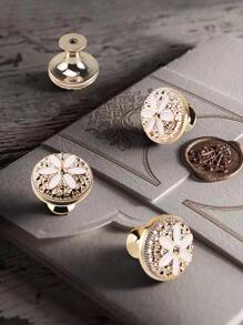 1pc Diamond Decor Drawer Handle, Plastic Flower Pattern Cupboard Handle For Home - Multicolor - View 1