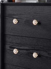 1pc Diamond Decor Drawer Handle, Plastic Flower Pattern Cupboard Handle For Home - Multicolor - View 2