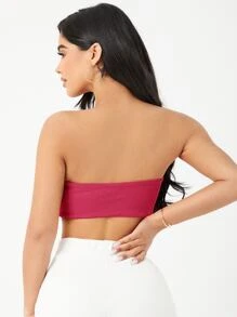 SHEIN SXY Áo nữ Đường may lộ ra ngoài màu trơn Gợi cảm - Màu Hồng Tươi - Xem 2