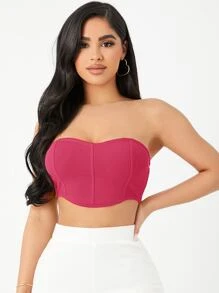 SHEIN SXY Áo nữ Đường may lộ ra ngoài màu trơn Gợi cảm - Màu Hồng Tươi - Xem 3