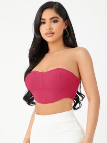 SHEIN SXY Áo nữ Đường may lộ ra ngoài màu trơn Gợi cảm - Màu Hồng Tươi - Xem 4