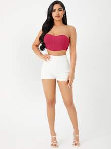 SHEIN SXY Áo nữ Đường may lộ ra ngoài màu trơn Gợi cảm - Màu Hồng Tươi - Xem 5