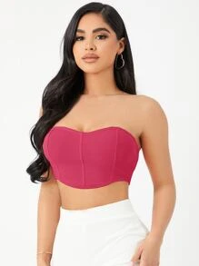 SHEIN SXY Áo nữ Đường may lộ ra ngoài màu trơn Gợi cảm - Màu Hồng Tươi - Xem 6