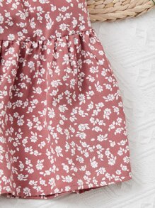 SHEIN 女孩碎花荷葉邊半身裙