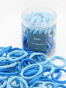 50入組素色髮圈 - 藍色 - 查看 1