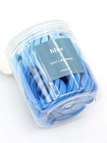 50入組素色髮圈 - 藍色 - 查看 2