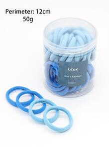 50入組素色髮圈 - 藍色 - 查看 4
