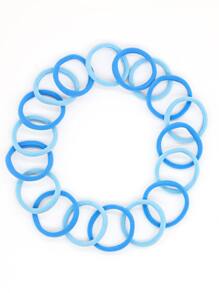 50入組素色髮圈 - 藍色 - 查看 5