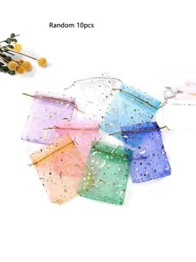 10 Piezas Bolsa De Cordón Con Patrón De Estrella Al Azar - Multicolor - Ver 2