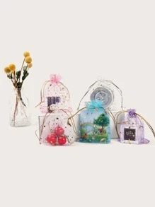 10 Piezas Bolsa De Cordón Con Patrón De Estrella Al Azar - Multicolor - Ver 3