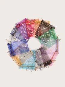 10 Piezas Bolsa De Cordón Con Patrón De Estrella Al Azar - Multicolor - Ver 4