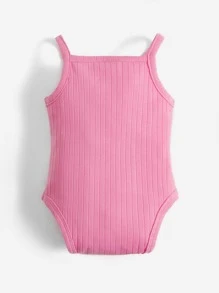 SHEIN 新生兒女嬰兒字母印花肩帶連體衣