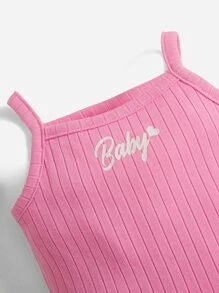 SHEIN 新生兒女嬰兒字母印花肩帶連體衣