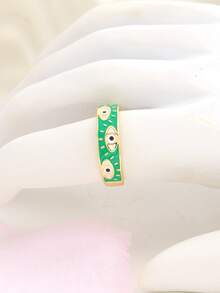 Eye Detail Cuff Ring - Green - View 2