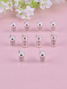 10 cái / bộ Mặt dây chuyền tự làm đồ uống bằng kim loại - Ancient Silver - Xem 1