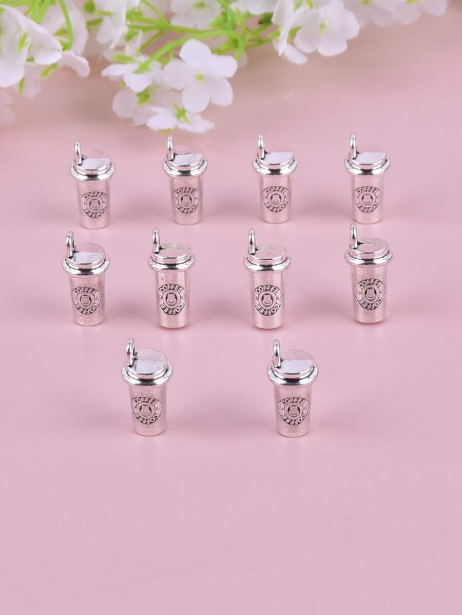 10 cái / bộ Mặt dây chuyền tự làm đồ uống bằng kim loại - Ancient Silver - Xem 1