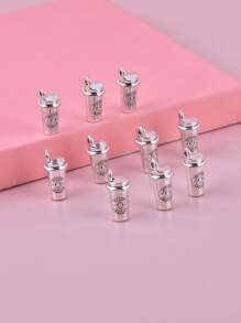 10 cái / bộ Mặt dây chuyền tự làm đồ uống bằng kim loại - Ancient Silver - Xem 2