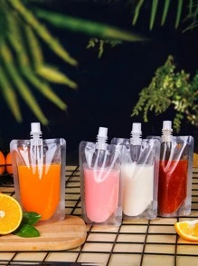 5 piezas Bolsa de agua transparente, Botella de agua portátil transparente de 300ml para exteriores para deporte - transparente - Ver 1