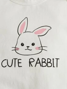 SHEIN Baby Girl Newborn Rabbit & Letter Graphic Sleep Jumpsuit & Hat - Multicolor - View 3