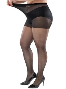 Plus Size Sheer Tights - Black - View 2