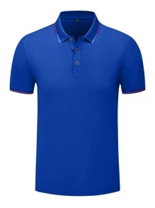 Manfinity Homme Áo thun có cổ Nam Nút phía trước màu trơn Giải trí - Màu xanh lam - Xem 3