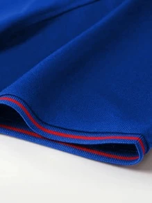 Manfinity Homme Áo thun có cổ Nam Nút phía trước màu trơn Giải trí - Màu xanh lam - Xem 4